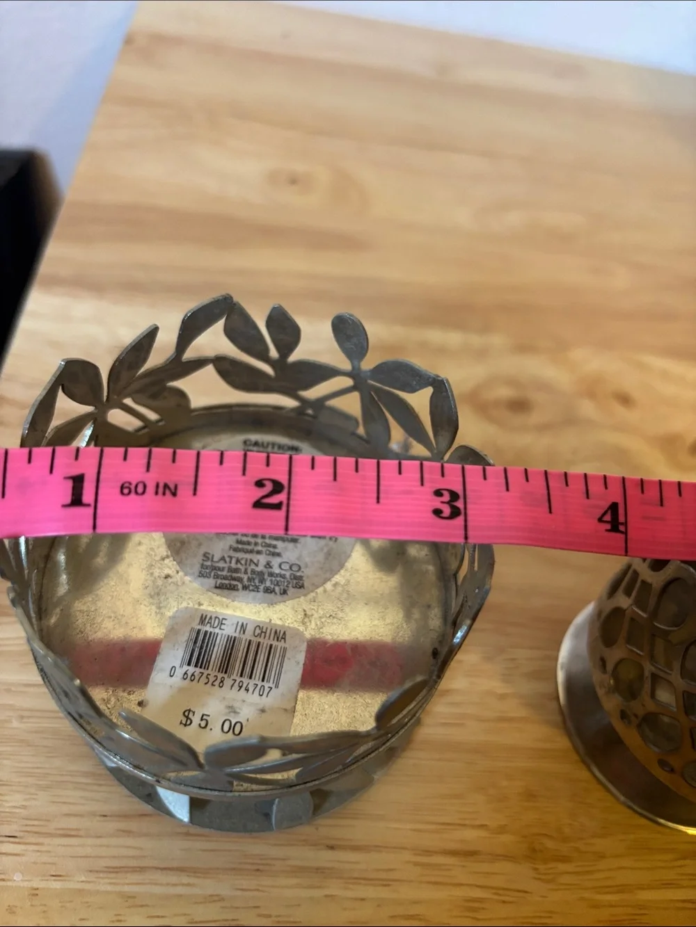 Silver Metal Leaf & Lattice Candle Holder Set